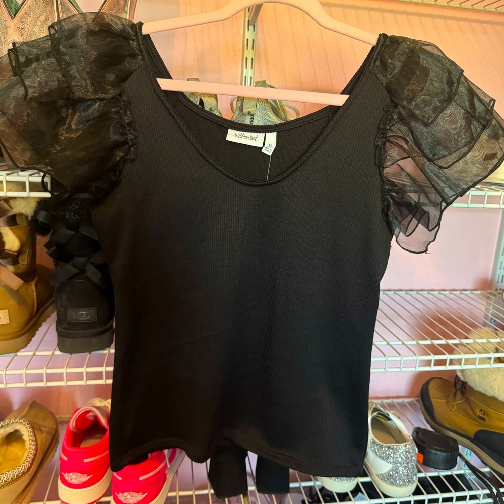 NWT Willow Root ruffle sleeve shirt